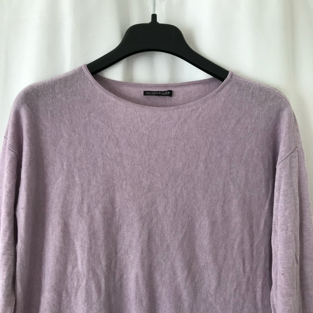 Eileen Fisher small Purple Tencel Merino Wool Asymmetrical Sweater - Picture 2 of 11